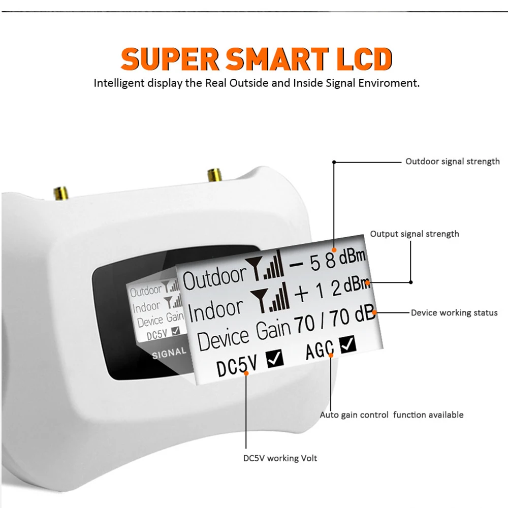 ATNJ LCD Display 70dB Gain 4G LTE 1800mhz Repeater