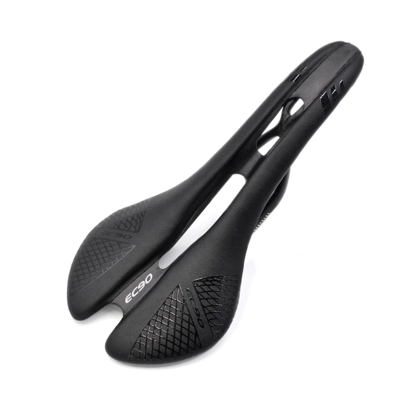EC90 Carbon Fiber Bicycle Saddle RoadMTB Bike Carbon+Leather Saddle Seat BlackWhite (1)