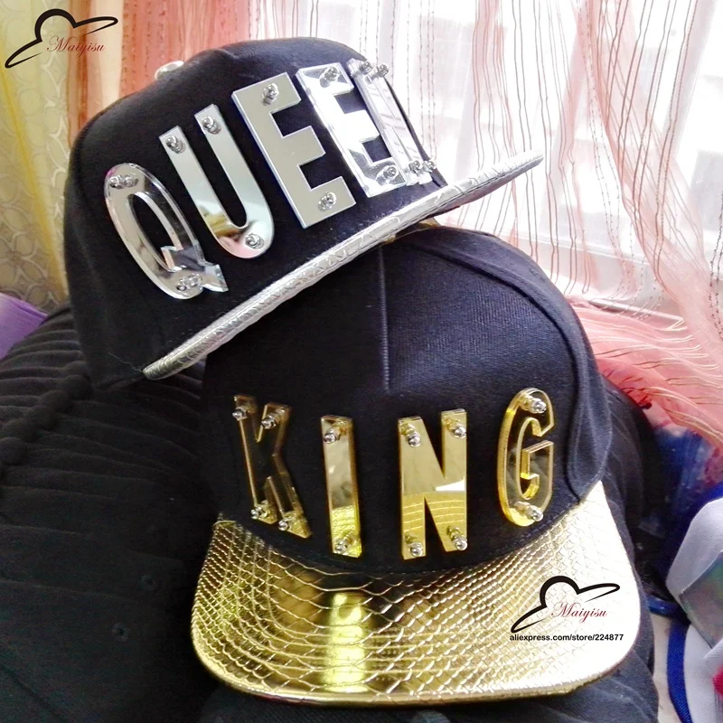 Prix pour ROI REINE Personnalisé Miroir acrylique lettres chapeau de Basket-Ball Chapeau Hommes Casquettes de Baseball Unisexe Gorras Hip hop Relances Marque Cap Prix pour ROI REINE Personnalisé Miroir acrylique lettres chapeau de Basket-Ball Chapeau Hommes Casquettes de Baseball Unisexe Gorras Hip hop Relances Marque Cap