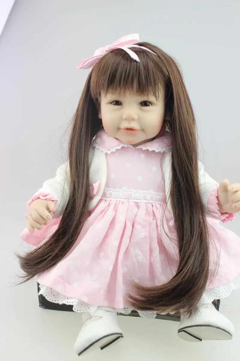 Silicone reborn baby doll toys for girl, lifelike reborn babies play house toy birthday gift girl brinquedods pink princess doll