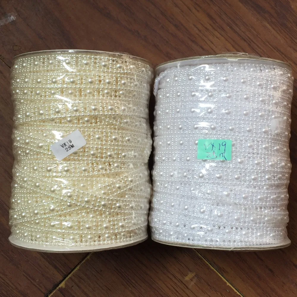 25 Meters/Roll 10mm Lace flat plastic beads Wedding ...