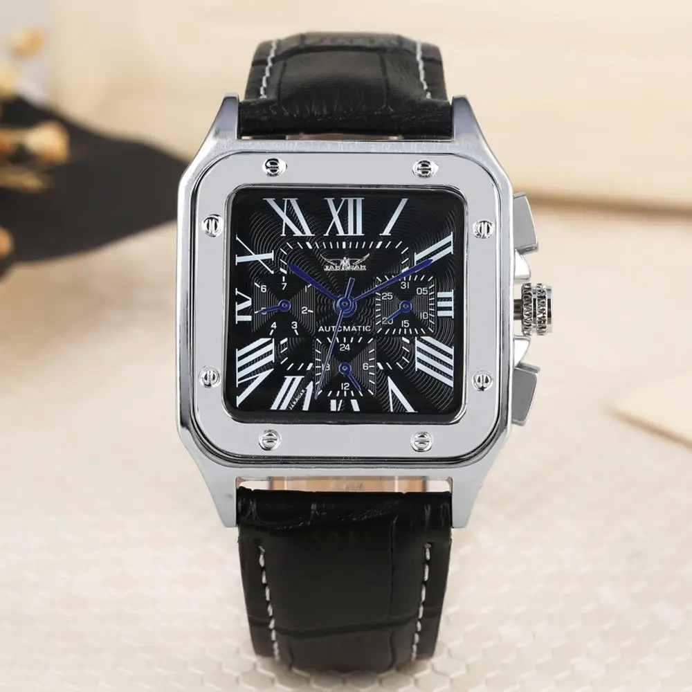 

Automatic Watches Men Mechanical Self Winding Square Dial Tevise Skeleton Wristwatch Fasion Luxury Timepieces Male iskelet saat
