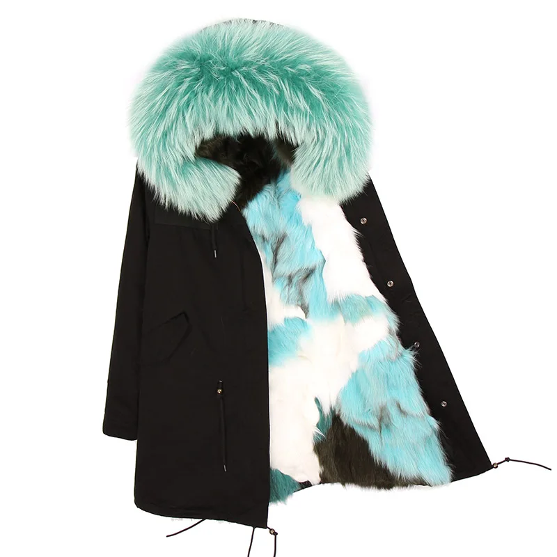 

2018 maomaokong Women fox fur long Jacket coats winter Thickening Parkas