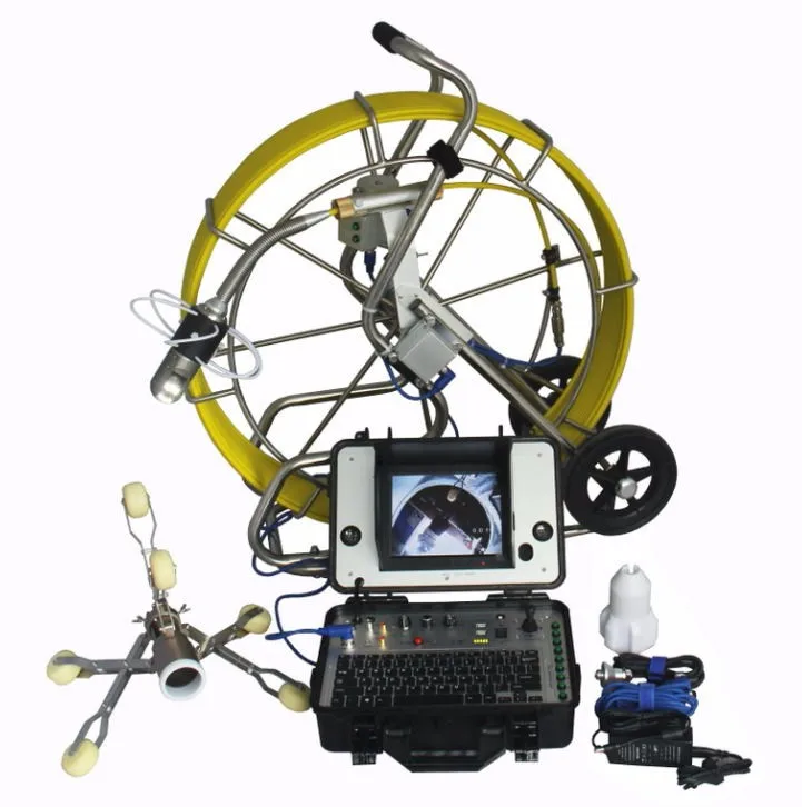 

120m Pan Tilt Sewer Camera Robot Drain Pipe Inspection Camera Sewerage Robot with battery powered and PT rotative camera head