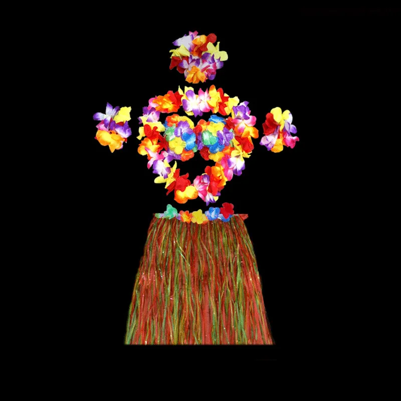 8 цветов платье для девочек 6 шт. Юбка Хула Пластиковые волокна Гавайские костюмы эластичная талия танцевальный фестиваль ребенок взрослый