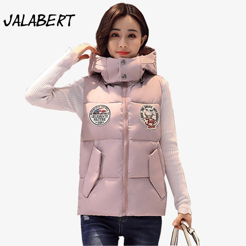 2017 new font b women b font autumn winter short cotton vests Female Solid Hooded sleeveless