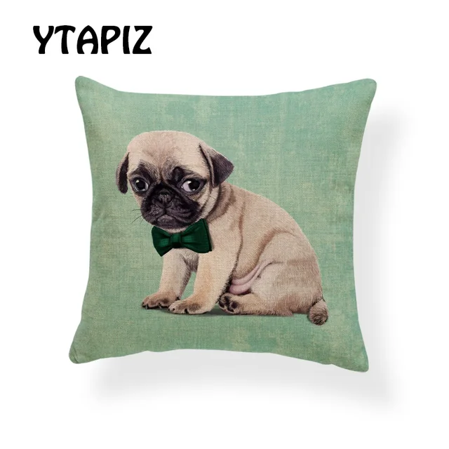 Cute Animal Dog Pillows 45x45cm Polyester Bow Tie Green Glasses White Retro Glasses Scarf Taro Hat Decoration Sofa Cushion Case Cushion Cover Aliexpress