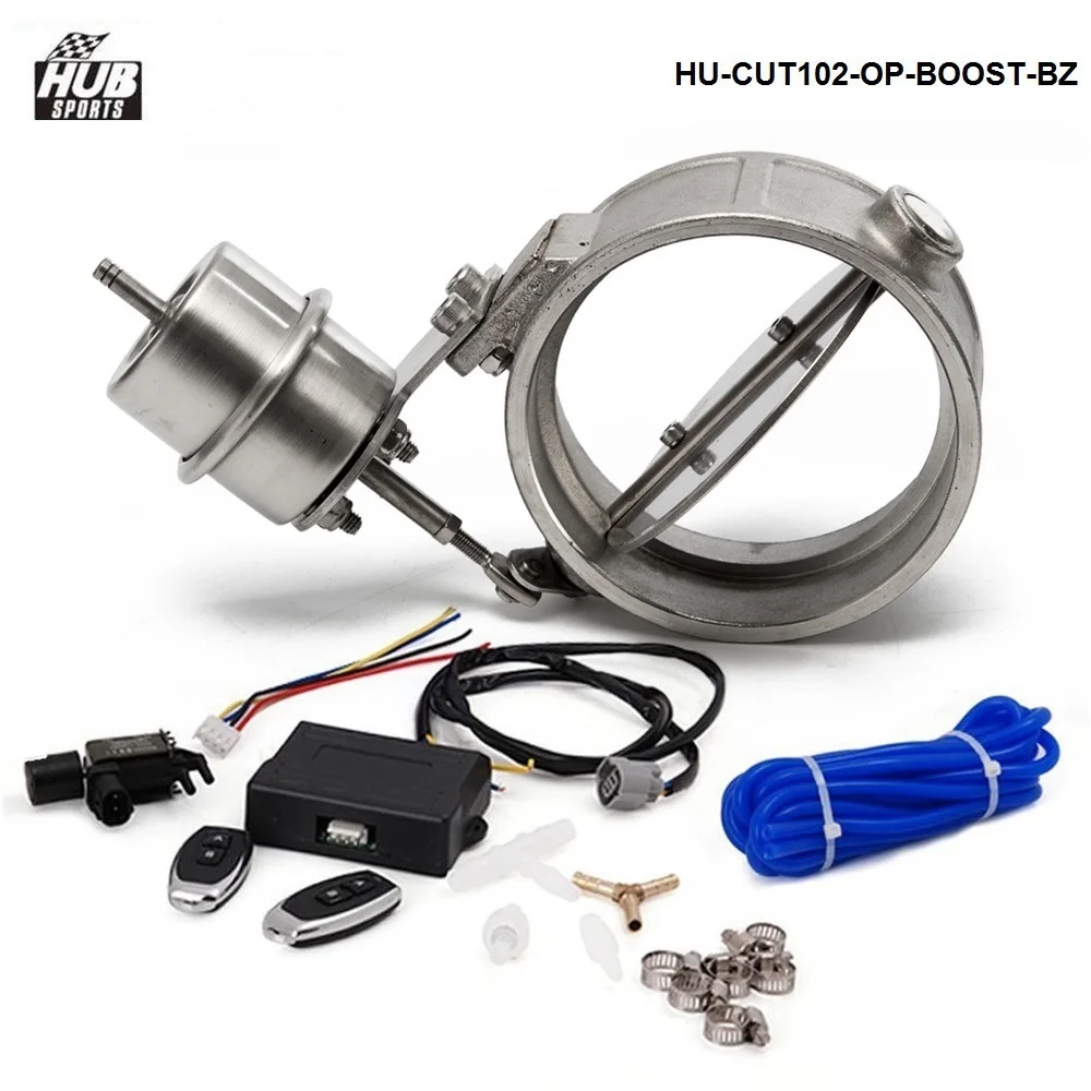 Exhaust Control Valve W/Boost Actuator Cutout 102mm Pipe Opend W/Wireless Remote Controller Set HU-CUT102-OP-BOOST-BZ