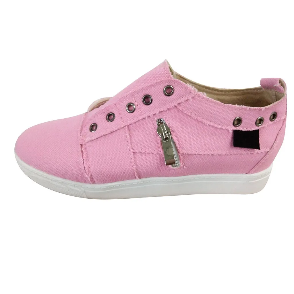 Обувь Женская обувь в горошек розового цвета г. весенне-Летние повседневные тонкие туфли на плоской подошве пляжная обувь на молнии# G4