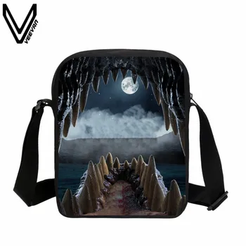

VEEVANV Cool 3D Dinosaur Prints Handbag Men's Messenger Bag Children Animal Small Crossbody Purse Boys Shark School Shoulder Bag