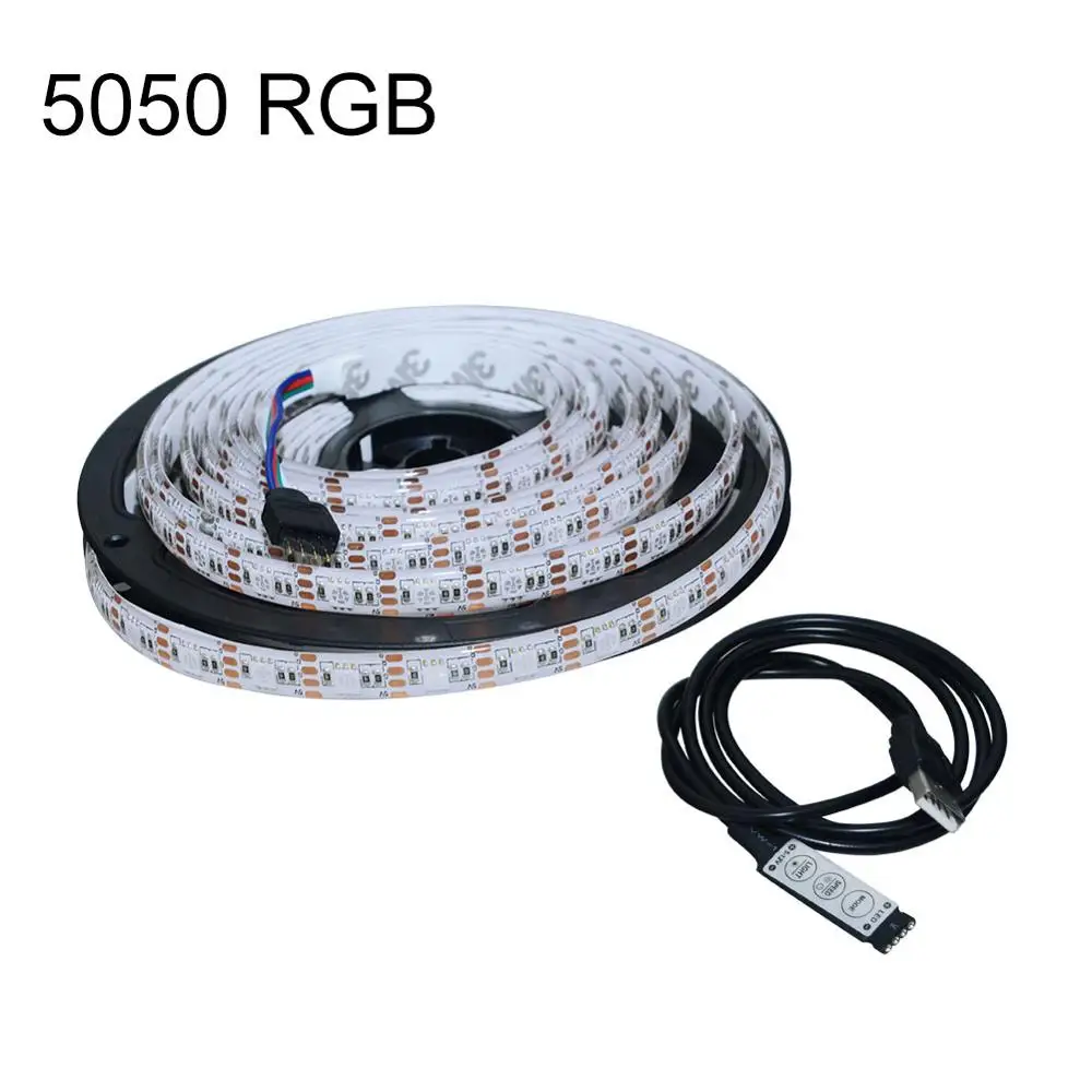 EeeToo 5 в 5050 SMD Светодиодная лента Usb светильник RGB Led 0,5 м 1 м 2 м 3 м Водонепроницаемая Диодная лента лампа Гибкая подсветка для бара ТВ фона - Испускаемый цвет: white PCB rgb 3key