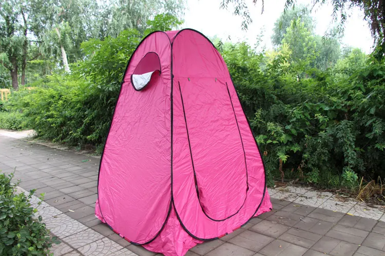 

150*150*190cm Rose red color Portable Privacy outdoor watching Pop Up Tent silver coated toilet/shower/change room tent