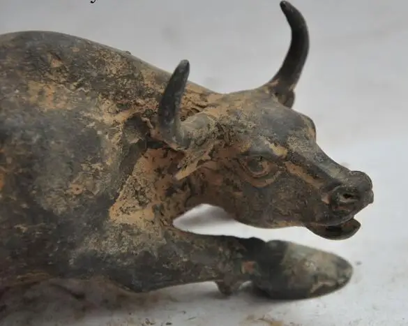 

S2772 old china chinese fengshui bronze animal zodiac Ox bull oxen Bovine beast statue