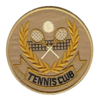 

TENNIS CLUB Embroidery Patch Embroidered Garment Tags Fabric with Heat Cut Edge and PVC Backing Accept Custom and the MOQ50pcs