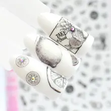 YZWLE, 1 лист, 3D наклейки для ногтей, серый Рисунок, лимонный рисунок, наклейки для ногтей, наклейки, сделай сам, красота, Креативные украшения для ногтей