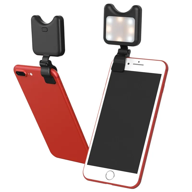 Apexel Universal LED Selfie Flash Light Clip-on Portable Rechargeable 9 Levels Flash Led Light for iPhone Samsung Huawei Tablet - Цвет: black