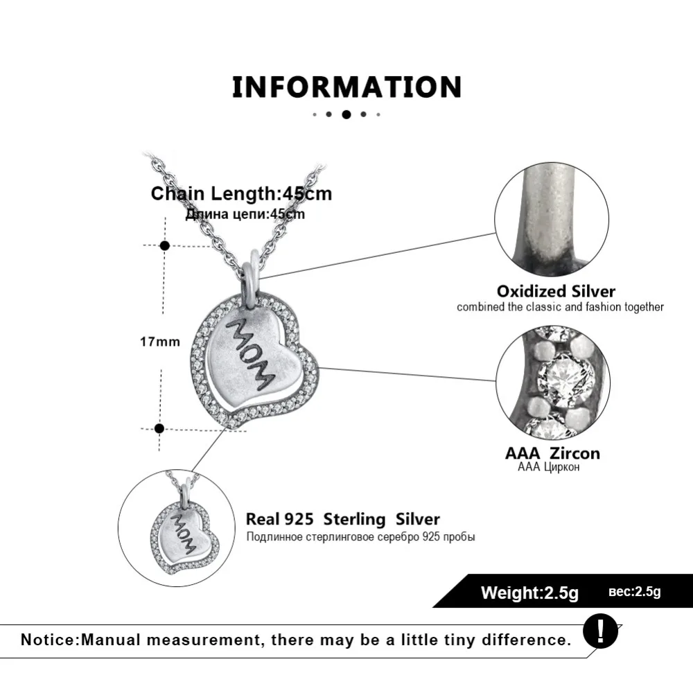 ORSA JEWELS Настоящее серебро 925 пробы женское ожерелье с сердечком в форме сердца женское ожерелье с подвеской подарок на день матери ювелирные изделия SN139