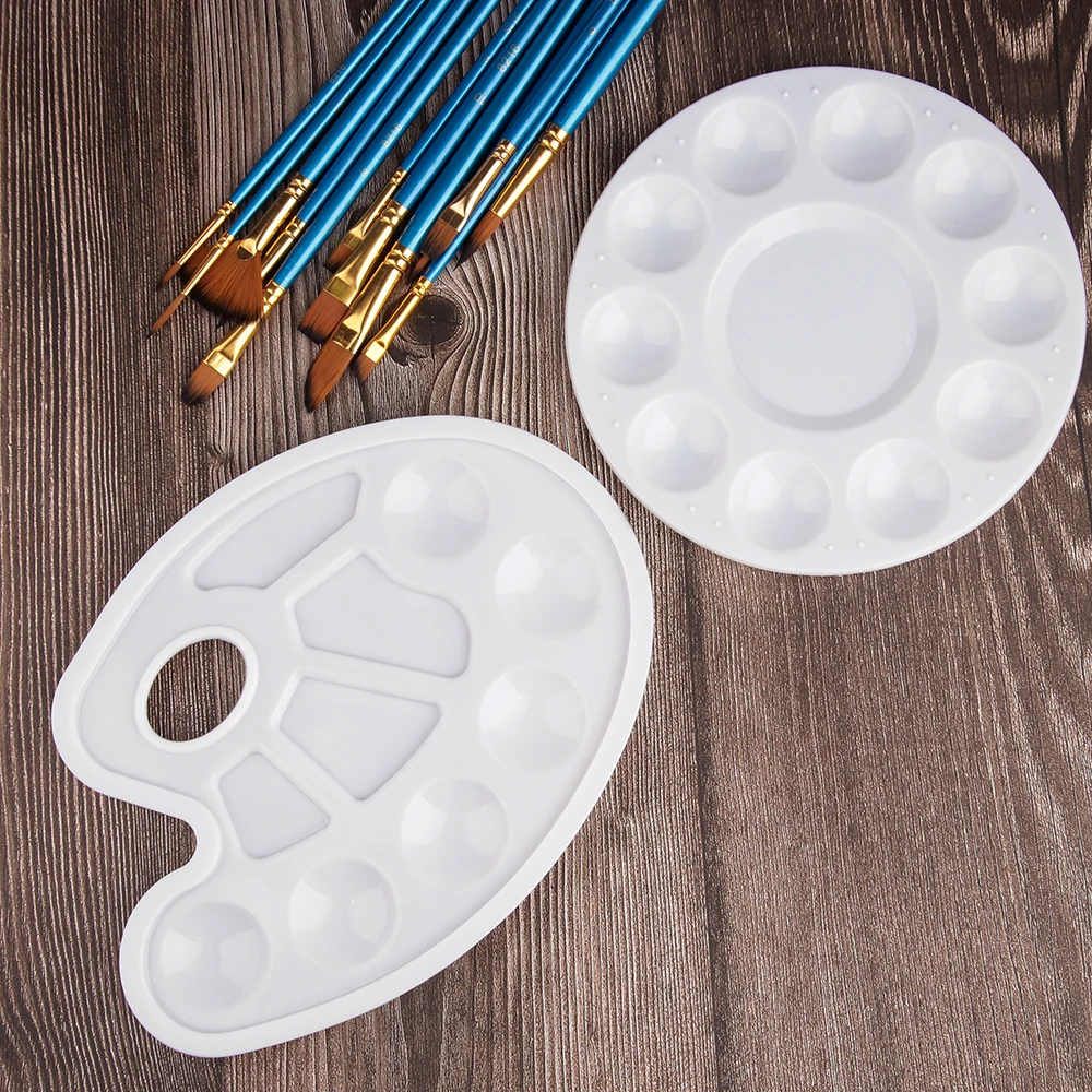 Rovtop 1pc Plastic Palette Art Paint Plastic Drawing Tray Color Palette for Oil Watercolour White Painting Pallet Painting Tool