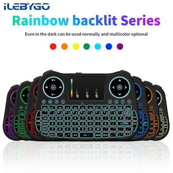 

2019 New Ilebygo MT08 Mini keyboard Wireless Rainbow 2.4G Fly Air Mouse Touchpad Combo Teclado for HDPC Win7 Pad Andriod TV Box