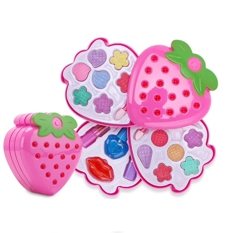 1 Set Kids Girls Makeup Tool Kit Toy Children Pretend Play Make Up Toys Box Cosmetics Sets Strawberry Shape | Игрушки и хобби