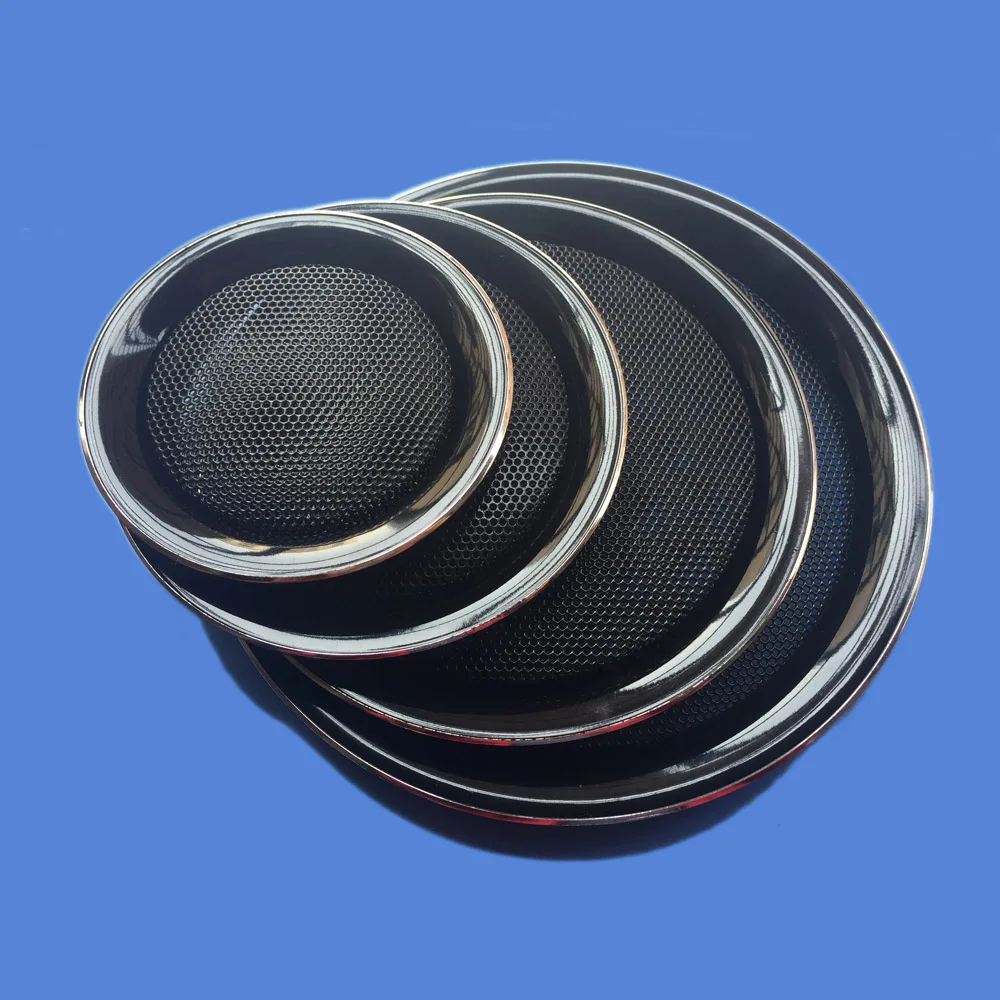 

For 3"/4"/5"/6.5" inch Car Audio Speaker Conversion Net Cover Decorative Circle Metal Mesh Grille Protection #Black+Black