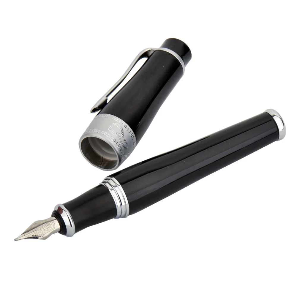 Перьевая авторучка Duke черная 0,5 мм Серебряная клипса для деловых людей, подарочные ручки с оригинальной подарочной коробкой, школьные офисные принадлежности