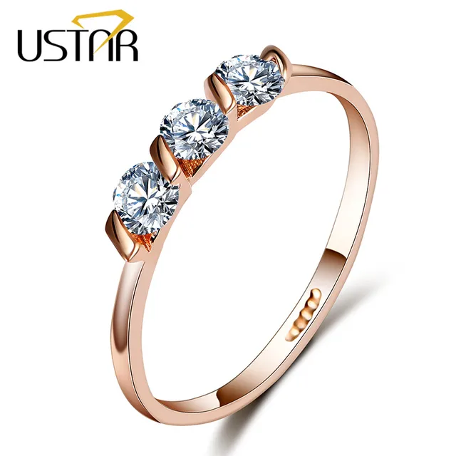 USTAR Crystals engagement rings for women with AAA Cubic Zirconia Rose Gold colo USTAR Crystals engagement rings for women with AAA Cubic Zirconia Rose Gold colo