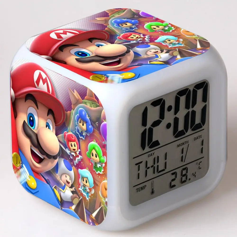 Будильник Super Mario Bros, светящийся светодиодный цифровой будильник для детей, подарок на день рождения, игрушки, будильник