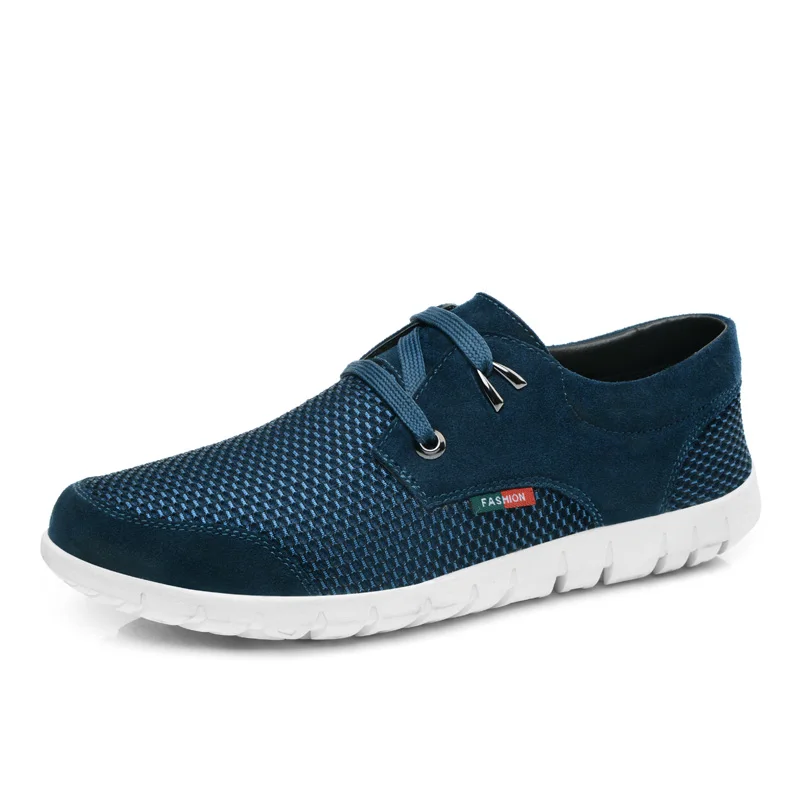 SUROM/Мужская Летняя Повседневная обувь; брендовые дышащие сетчатые красовки для мужчин; стильные водонепроницаемые Мокасины на шнуровке; кроссовки с круглым носком - Цвет: S1512 Blue