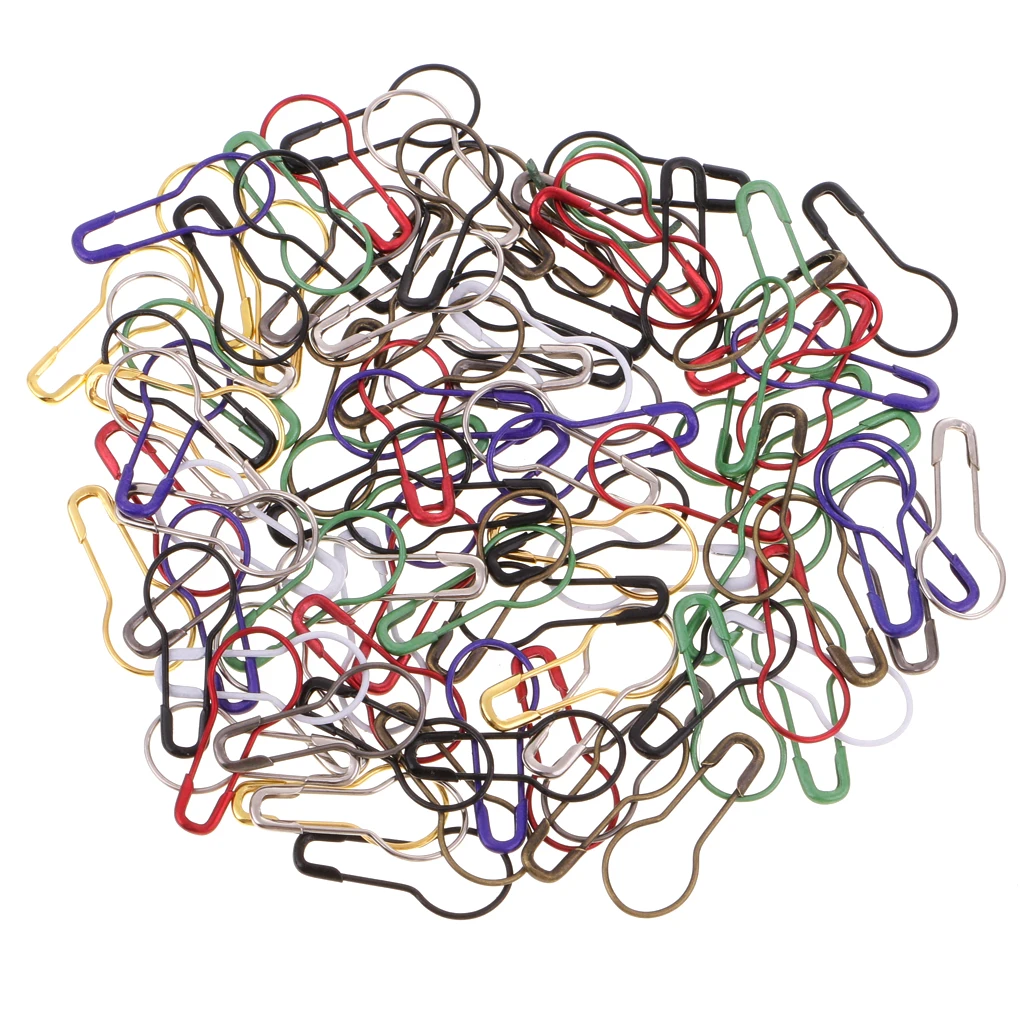 100 Pieces Assorted Color Calabash Shape Safety Pins Pear Gourd Shape Sewing Quilting Pins