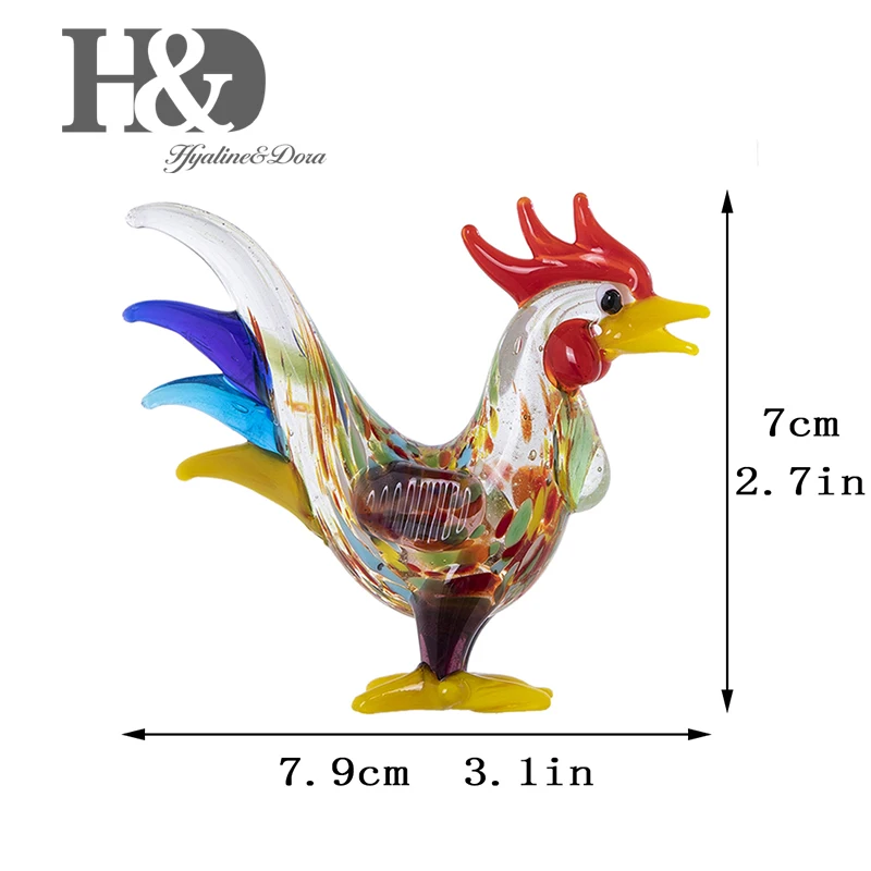 H& D многоцветная Статуэтка петуха стеклянная миниатюрная скульптура домашний декор стола украшение в виде животного стекло ручной работы подарки для друзей