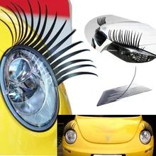 Adesivo de cílios postiços 3d, 2 peças, adesivo de olho falso preto encantador para carro, decoração de farol, decalque engraçado para beetle vw honda bmw opel