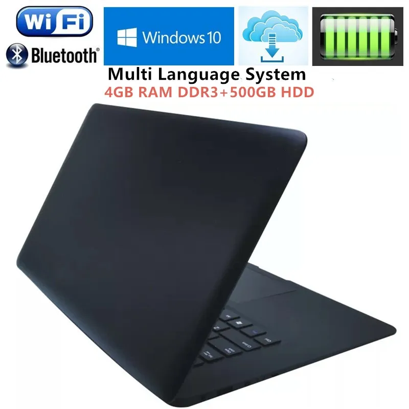 

14.1 Inch PC Laptop Computer Intel Pentium N3520 Quad Core 2.16GHz 4GB RAM DDR3+500GB HDD Windows7/10 Notebook Wifi HDMI USB 3.0