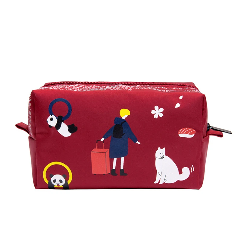 

New Famous Brand Design Women Cosmetic Case Nylon Colors Red Toiletry Kits Female Cute Wash Bag Make Up Organizer Bags For Girls
