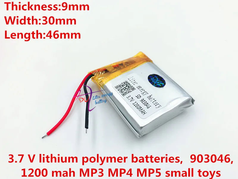 Li-po 3,7 V литий-полимерный аккумулятор 903046 MP4 электронные продукты Bluetooth стерео 1200 мАч