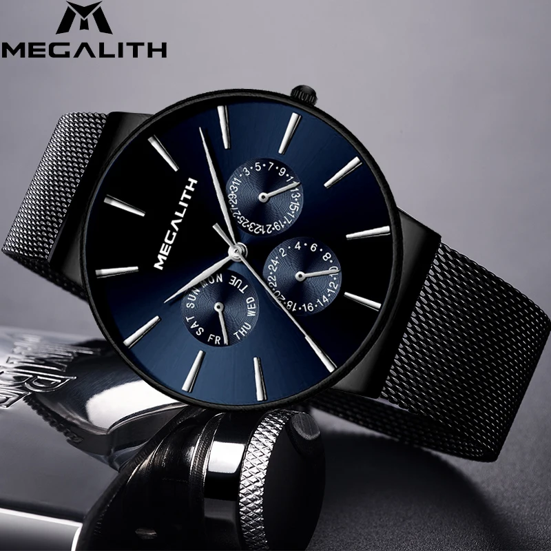 

MEGALITH Fashion Casual Men Watch Waterproof Ultra Thin Mens Watches Top Brand Luxury Sports Quartz Wrist Watches For Men Clock
