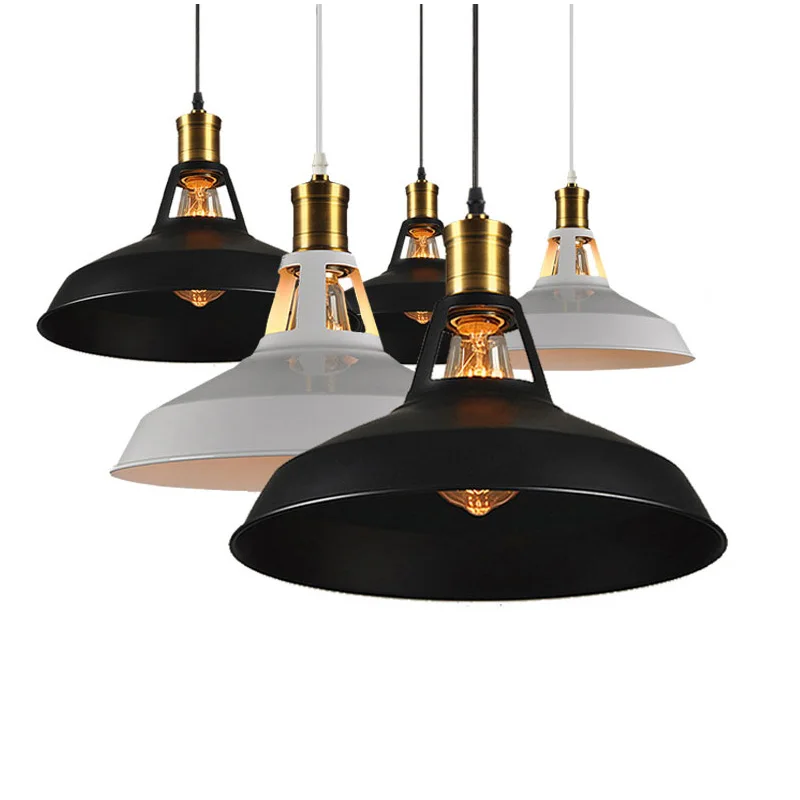 

black vintage industrial pendant light nordic retro lights iron lampshade loft edison lamp metal cage dining room Countryside