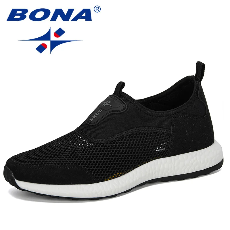 BONA/Новинка года; Дизайнерские летние кроссовки; дышащая повседневная обувь; модная мужская обувь на плоской подошве из сетчатого материала; Легкая удобная прогулочная обувь
