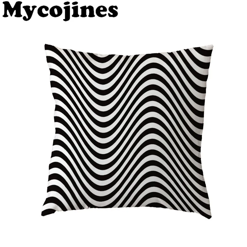 Us 1 58 30 Off Simple Watercolor Style Cushion Cover Black White Zebra Stripes Home Bedroom Sofa Gift Decor Polyester Peach Skin Pillow Cases In