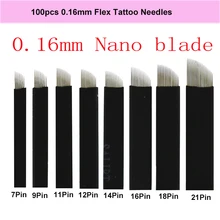500pcs 0.16mm Black Nano LAMINA MICRO 7/9/11/12/14/16/17/18pins Nano microblading needle for Eyebrow Tebori permanent manual pen