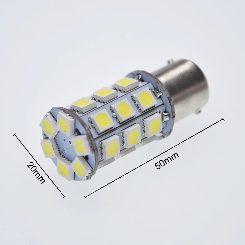 1 шт./лот 1156 BA15S S25 лампы светодиодный светильник 27 SMD 5050 P21W тормозной фонарь светильник лампа белый 6000K 6 В постоянного и переменного тока с бесплатной доставкой