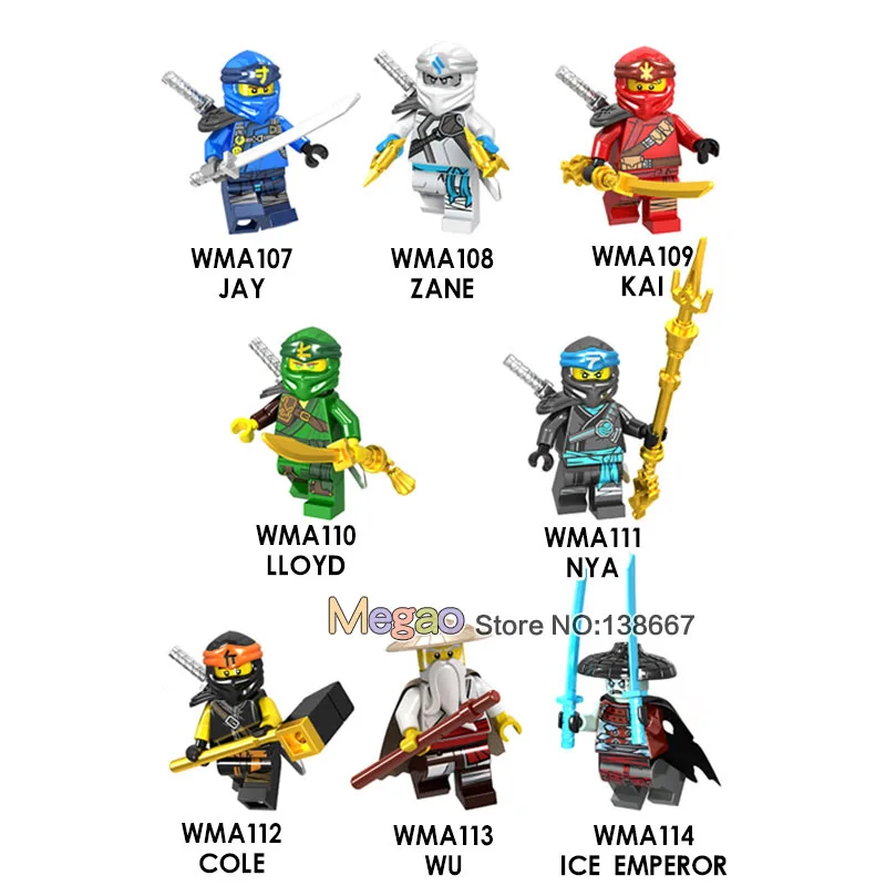 

Single Movie Kai Jay Cole Zane Nya Lloyd Master Wu Ice Emperor Snakes Building Blocks Children Gift Toys