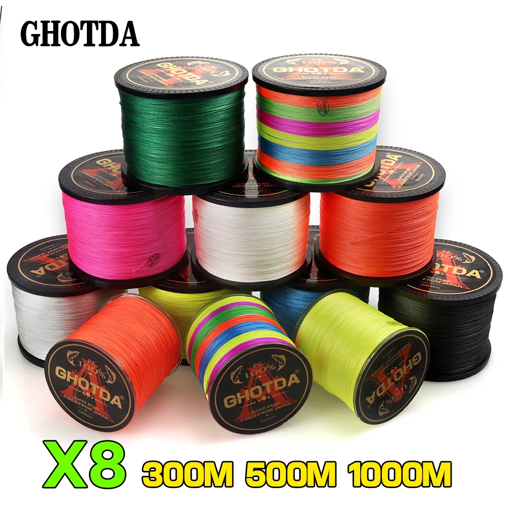 GHOTDA 300 متر 500 متر 1000 متر 8 السواحل متعدد الألوان PE مضفر سلك اليابانية المتعددة الشعيرات سوبر قوي خيط صنارة الصيد 2019 جديد