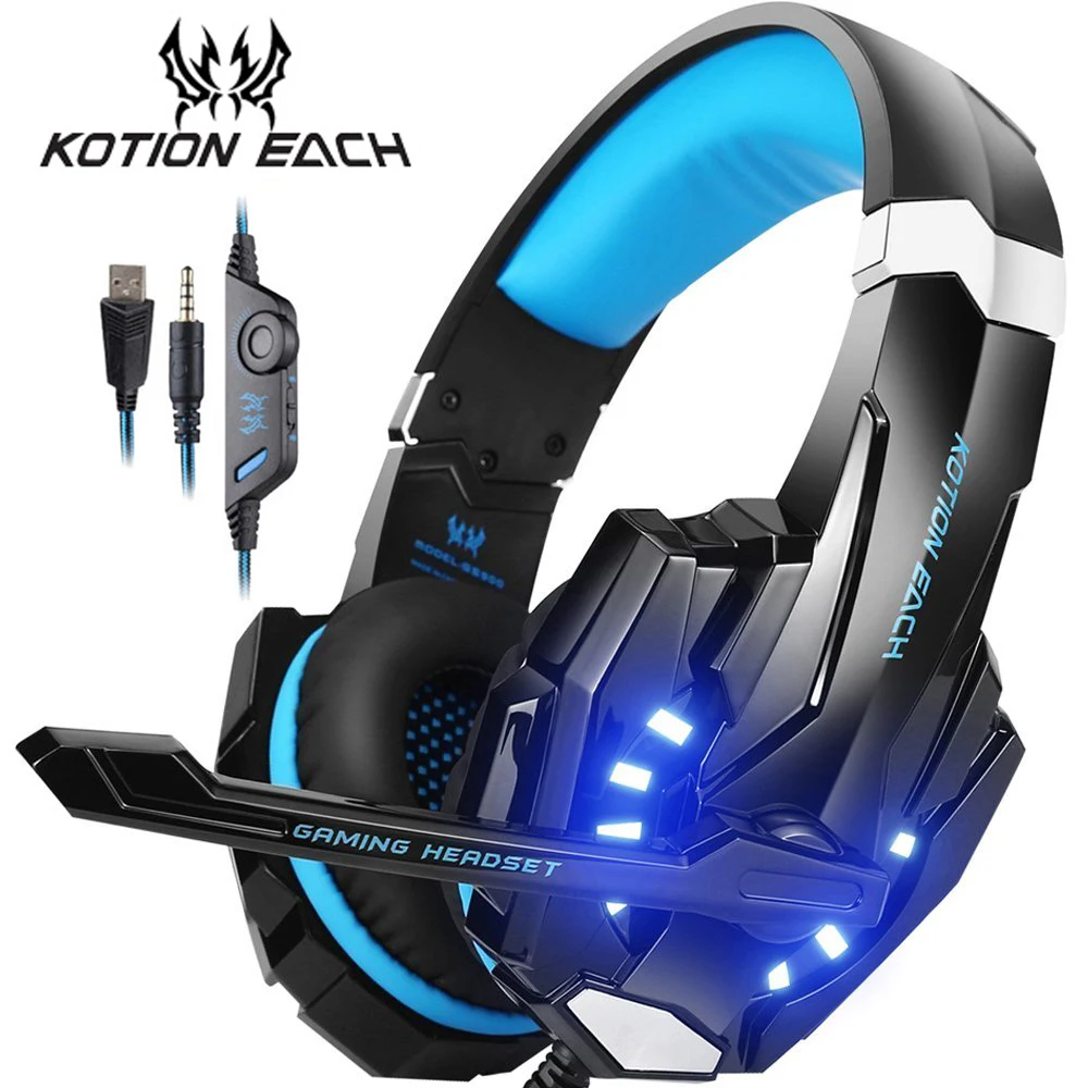 KOTION EACH G9000 PS4 игровая гарнитура 3,5 мм бас наушники Игровые наушники с микрофоном для ПК ноутбука Xbox One мобильный телефон