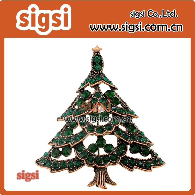 

2015 Hot selling Christmas tree rhinestone brooch for Christmas