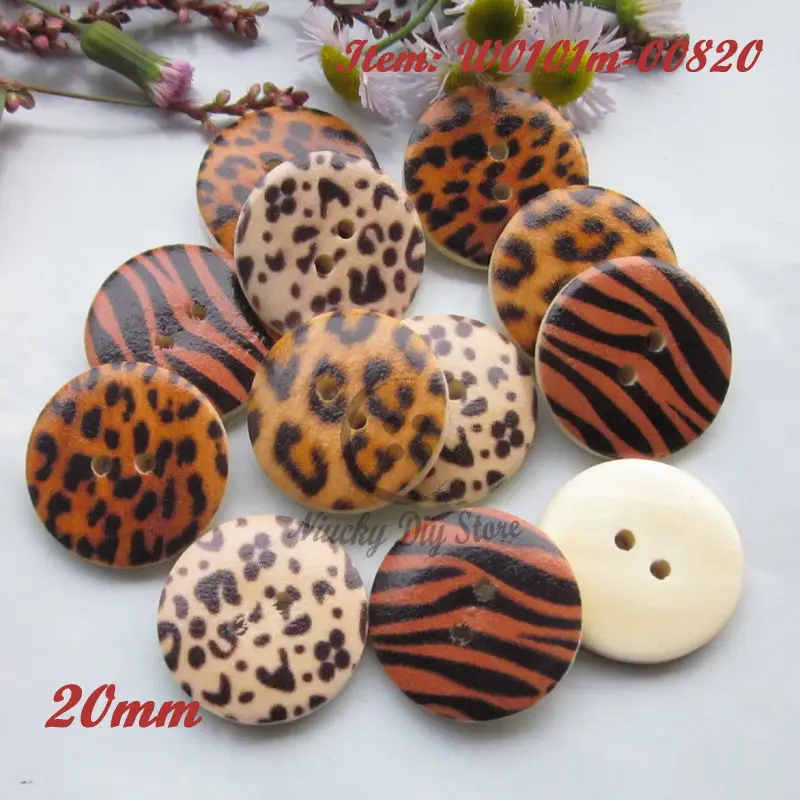 

The new 20mm mixed leopard zebra print wooden button for scrapbook sewing handmade craft accessories wholesale