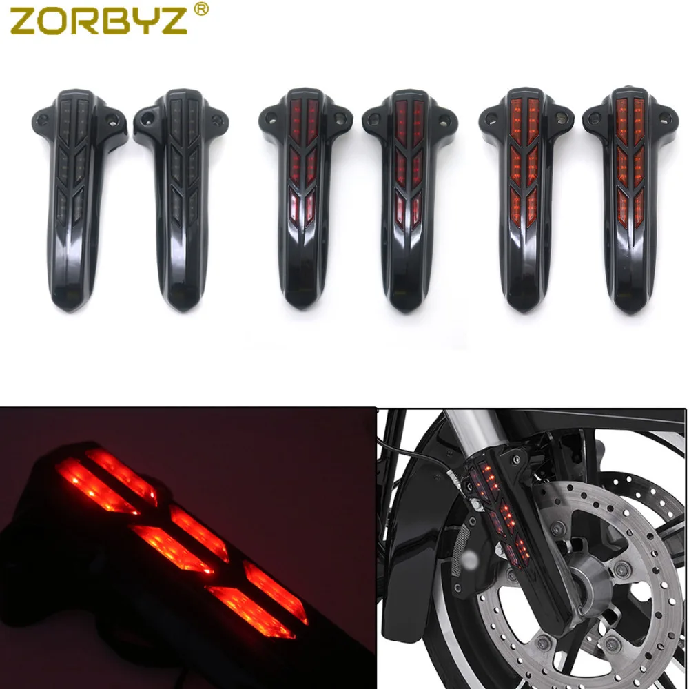 ZORBYZ Motorcycle Black LED Lower Fork Leg Covers Light For Harley