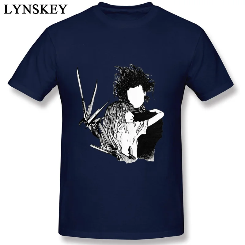 Printed Tops Shirts 2017 O-Neck Short Sleeve edward scissorhands Cotton Student T Shirts Cool Summer Clothing Shirt navy ablue
