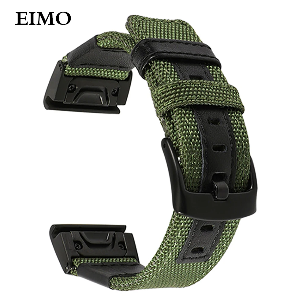 

For Garmin Fenix 5X / 5/935 Genuine Nylon + Leather Watch band Quick Easy Fit Watch Band Stainless Steel Clasp Wrist Strap