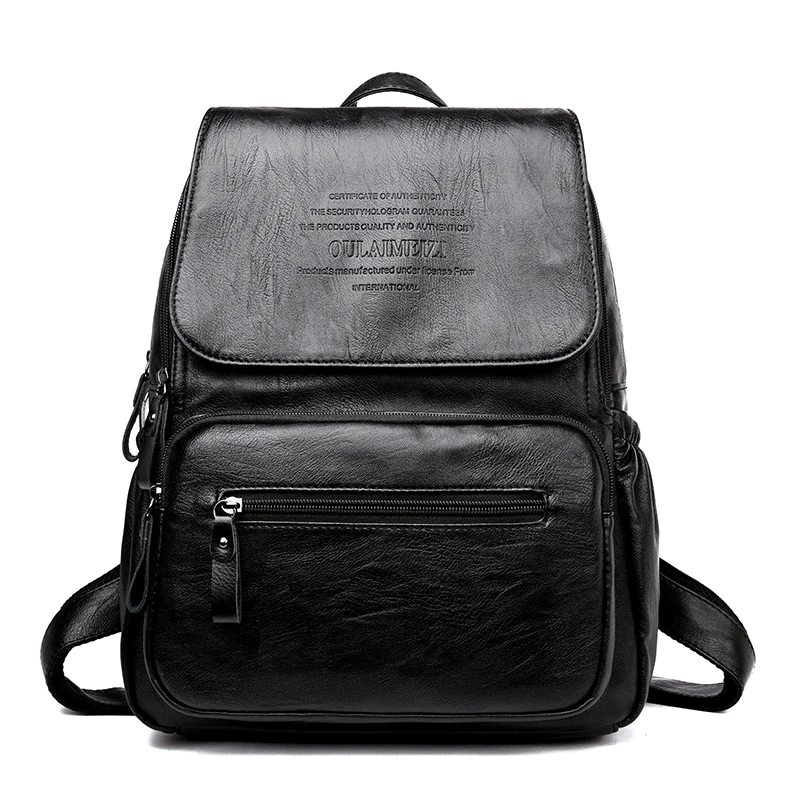  2019 Vintage Leather Backpacks Female Travel Shoulder Bag Mochilas Women Backpack Large Capacity Ru - 32873534539